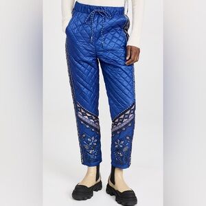 NWT Farm Rio | Macaw Forest Puffer Pants | Cobalt Blue